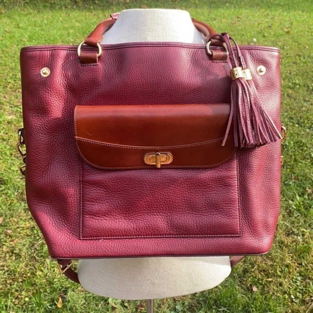 Isaac Mizrahi Pebble Leather Satchel Handbag bordeaux